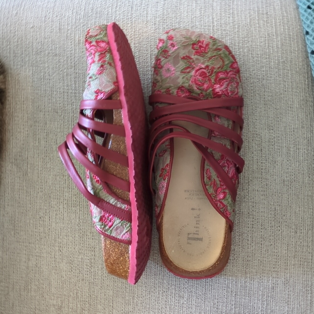 Think! Floral Upholstered Strappy Clogs | 41